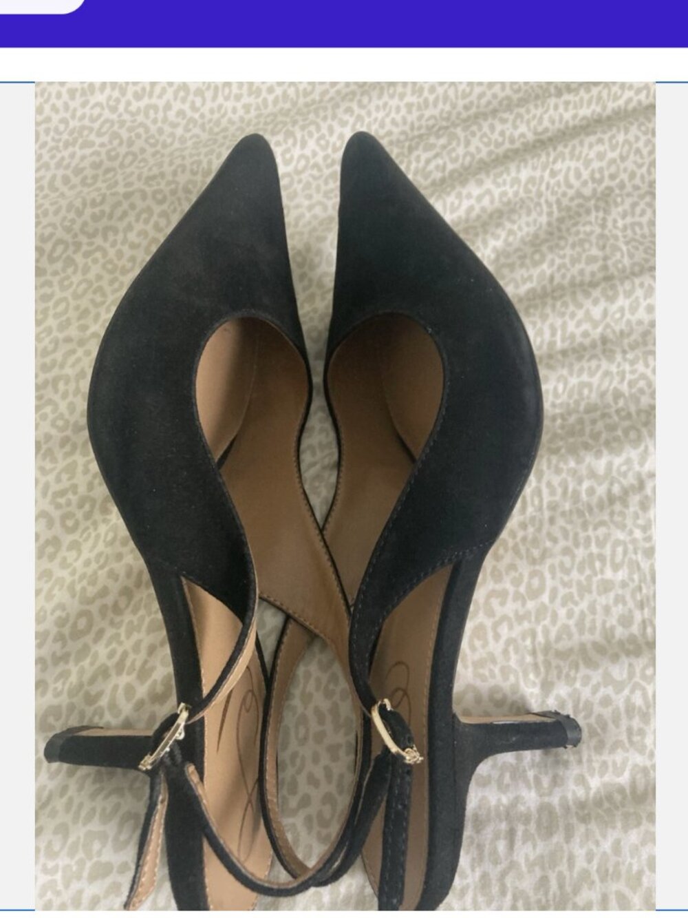 Womens Sam Edelman Bianka Black Suede Slingback Pumps Kitten Heels Size 8 M - Picture 8 of 8